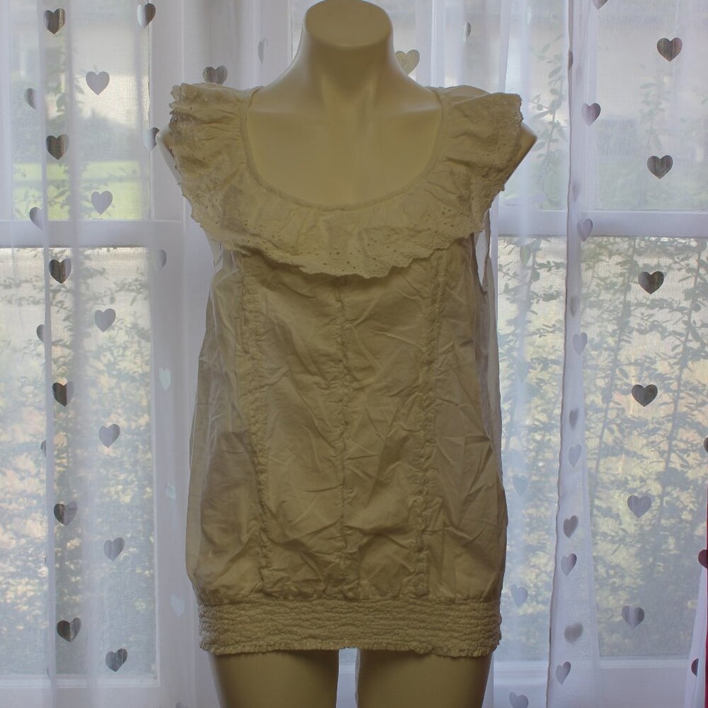 #544 Unique Spectrum White Dress Blouse-ish Tank Size 1X